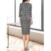 imageVFSHOW Womens Slim Zipper Up Work Business Office Party Bodycon Pencil Sheath DressNavy Bluebeige Checker