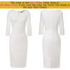 imageVFSHOW Womens Slim Zipper Up Work Business Office Party Bodycon Pencil Sheath DressOffwhite