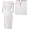 imageVFSHOW Womens Slim Zipper Up Work Business Office Party Bodycon Pencil Sheath DressOffwhite