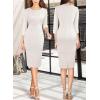 imageVFSHOW Womens Slim Zipper Up Work Business Office Party Bodycon Pencil Sheath DressOffwhite Tweed