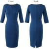 imageVFSHOW Womens Slim Zipper Up Work Business Office Party Bodycon Pencil Sheath DressPeacock Blue