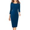 imageVFSHOW Womens Slim Zipper Up Work Business Office Party Bodycon Pencil Sheath DressPeacock Blue