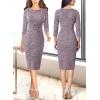 imageVFSHOW Womens Slim Zipper Up Work Business Office Party Bodycon Pencil Sheath DressPink Tweed