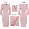 imageVFSHOW Womens Slim Zipper Up Work Business Office Party Bodycon Pencil Sheath DressPink and Off White Tweed