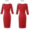 imageVFSHOW Womens Slim Zipper Up Work Business Office Party Bodycon Pencil Sheath DressRed