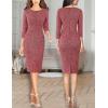 imageVFSHOW Womens Slim Zipper Up Work Business Office Party Bodycon Pencil Sheath DressRed Tweeda