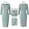 imageVFSHOW Womens Slim Zipper Up Work Business Office Party Bodycon Pencil Sheath DressTeal Green Tweed