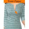 imageVFSHOW Womens Slim Zipper Up Work Business Office Party Bodycon Pencil Sheath DressTeal Green Tweed