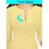 imageVFSHOW Womens Slim Zipper Up Work Business Office Party Bodycon Pencil Sheath DressTextured Yellow Mesh