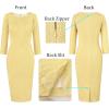 imageVFSHOW Womens Slim Zipper Up Work Business Office Party Bodycon Pencil Sheath DressTextured Yellow Mesh