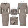imageVFSHOW Womens Wear to Work Slim Colorblock Crisscross Waist Front Zipper Business Party Office Bodycon Pencil Sheath DressBeige Tweedblack Piping