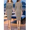 imageVFSHOW Womens Wear to Work Slim Colorblock Crisscross Waist Front Zipper Business Party Office Bodycon Pencil Sheath DressBeige Tweedblack Piping