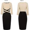 imageVFSHOW Womens Wear to Work Slim Colorblock Crisscross Waist Front Zipper Business Party Office Bodycon Pencil Sheath DressBeigeblack