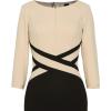 imageVFSHOW Womens Wear to Work Slim Colorblock Crisscross Waist Front Zipper Business Party Office Bodycon Pencil Sheath DressBeigeblack