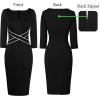 imageVFSHOW Womens Wear to Work Slim Colorblock Crisscross Waist Front Zipper Business Party Office Bodycon Pencil Sheath DressBlack
