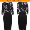 imageVFSHOW Womens Wear to Work Slim Colorblock Crisscross Waist Front Zipper Business Party Office Bodycon Pencil Sheath DressBlack Multi Floral Print