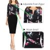 imageVFSHOW Womens Wear to Work Slim Colorblock Crisscross Waist Front Zipper Business Party Office Bodycon Pencil Sheath DressBlack Multi Floral Print