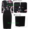 imageVFSHOW Womens Wear to Work Slim Colorblock Crisscross Waist Front Zipper Business Party Office Bodycon Pencil Sheath DressBlack Multi Floral Print