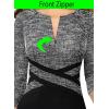 imageVFSHOW Womens Wear to Work Slim Colorblock Crisscross Waist Front Zipper Business Party Office Bodycon Pencil Sheath DressBlack Tweed  Black
