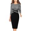 imageVFSHOW Womens Wear to Work Slim Colorblock Crisscross Waist Front Zipper Business Party Office Bodycon Pencil Sheath DressBlack Tweed  Black