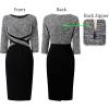 imageVFSHOW Womens Wear to Work Slim Colorblock Crisscross Waist Front Zipper Business Party Office Bodycon Pencil Sheath DressBlack Tweed  Black
