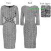 imageVFSHOW Womens Wear to Work Slim Colorblock Crisscross Waist Front Zipper Business Party Office Bodycon Pencil Sheath DressBlack Tweed  Black Piping