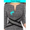 imageVFSHOW Womens Wear to Work Slim Colorblock Crisscross Waist Front Zipper Business Party Office Bodycon Pencil Sheath DressBlack Tweed