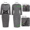 imageVFSHOW Womens Wear to Work Slim Colorblock Crisscross Waist Front Zipper Business Party Office Bodycon Pencil Sheath DressBlack Tweed