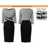 imageVFSHOW Womens Wear to Work Slim Colorblock Crisscross Waist Front Zipper Business Party Office Bodycon Pencil Sheath DressBlack White Tweed  Black