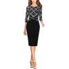 imageVFSHOW Womens Wear to Work Slim Colorblock Crisscross Waist Front Zipper Business Party Office Bodycon Pencil Sheath DressBlack and White Checkblack