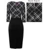imageVFSHOW Womens Wear to Work Slim Colorblock Crisscross Waist Front Zipper Business Party Office Bodycon Pencil Sheath DressBlack and White Checkblack
