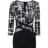 imageVFSHOW Womens Wear to Work Slim Colorblock Crisscross Waist Front Zipper Business Party Office Bodycon Pencil Sheath DressBlack and White Geometric Printblack
