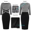 imageVFSHOW Womens Wear to Work Slim Colorblock Crisscross Waist Front Zipper Business Party Office Bodycon Pencil Sheath DressBlack and White Gingham Plaid
