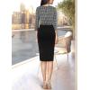 imageVFSHOW Womens Wear to Work Slim Colorblock Crisscross Waist Front Zipper Business Party Office Bodycon Pencil Sheath DressBlack and White Gingham Plaid