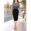 imageVFSHOW Womens Wear to Work Slim Colorblock Crisscross Waist Front Zipper Business Party Office Bodycon Pencil Sheath DressBlack and White Gingham Plaid