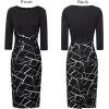 imageVFSHOW Womens Wear to Work Slim Colorblock Crisscross Waist Front Zipper Business Party Office Bodycon Pencil Sheath DressBlackblack and White Geometric