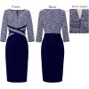 imageVFSHOW Womens Wear to Work Slim Colorblock Crisscross Waist Front Zipper Business Party Office Bodycon Pencil Sheath DressBlue Yarndyedblue