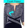 imageVFSHOW Womens Wear to Work Slim Colorblock Crisscross Waist Front Zipper Business Party Office Bodycon Pencil Sheath DressBlue Yarndyedblue