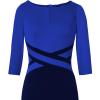 imageVFSHOW Womens Wear to Work Slim Colorblock Crisscross Waist Front Zipper Business Party Office Bodycon Pencil Sheath DressBlueblack