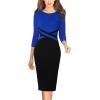 imageVFSHOW Womens Wear to Work Slim Colorblock Crisscross Waist Front Zipper Business Party Office Bodycon Pencil Sheath DressBlueblack