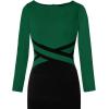 imageVFSHOW Womens Wear to Work Slim Colorblock Crisscross Waist Front Zipper Business Party Office Bodycon Pencil Sheath DressGreen and Blacklong Sleeve