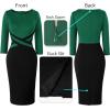 imageVFSHOW Womens Wear to Work Slim Colorblock Crisscross Waist Front Zipper Business Party Office Bodycon Pencil Sheath DressGreenblack