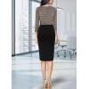 imageVFSHOW Womens Wear to Work Slim Colorblock Crisscross Waist Front Zipper Business Party Office Bodycon Pencil Sheath DressKhakihoundstooth Printblack