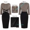 imageVFSHOW Womens Wear to Work Slim Colorblock Crisscross Waist Front Zipper Business Party Office Bodycon Pencil Sheath DressKhakihoundstooth Printblack