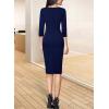imageVFSHOW Womens Wear to Work Slim Colorblock Crisscross Waist Front Zipper Business Party Office Bodycon Pencil Sheath DressNavy Blue