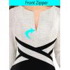 imageVFSHOW Womens Wear to Work Slim Colorblock Crisscross Waist Front Zipper Business Party Office Bodycon Pencil Sheath DressOffwhite Tweedblack