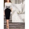 imageVFSHOW Womens Wear to Work Slim Colorblock Crisscross Waist Front Zipper Business Party Office Bodycon Pencil Sheath DressOffwhite Tweedblack