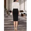 imageVFSHOW Womens Wear to Work Slim Colorblock Crisscross Waist Front Zipper Business Party Office Bodycon Pencil Sheath DressOffwhite Tweedblack