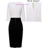 imageVFSHOW Womens Wear to Work Slim Colorblock Crisscross Waist Front Zipper Business Party Office Bodycon Pencil Sheath DressOffwhiteblack