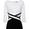 imageVFSHOW Womens Wear to Work Slim Colorblock Crisscross Waist Front Zipper Business Party Office Bodycon Pencil Sheath DressOffwhiteblack